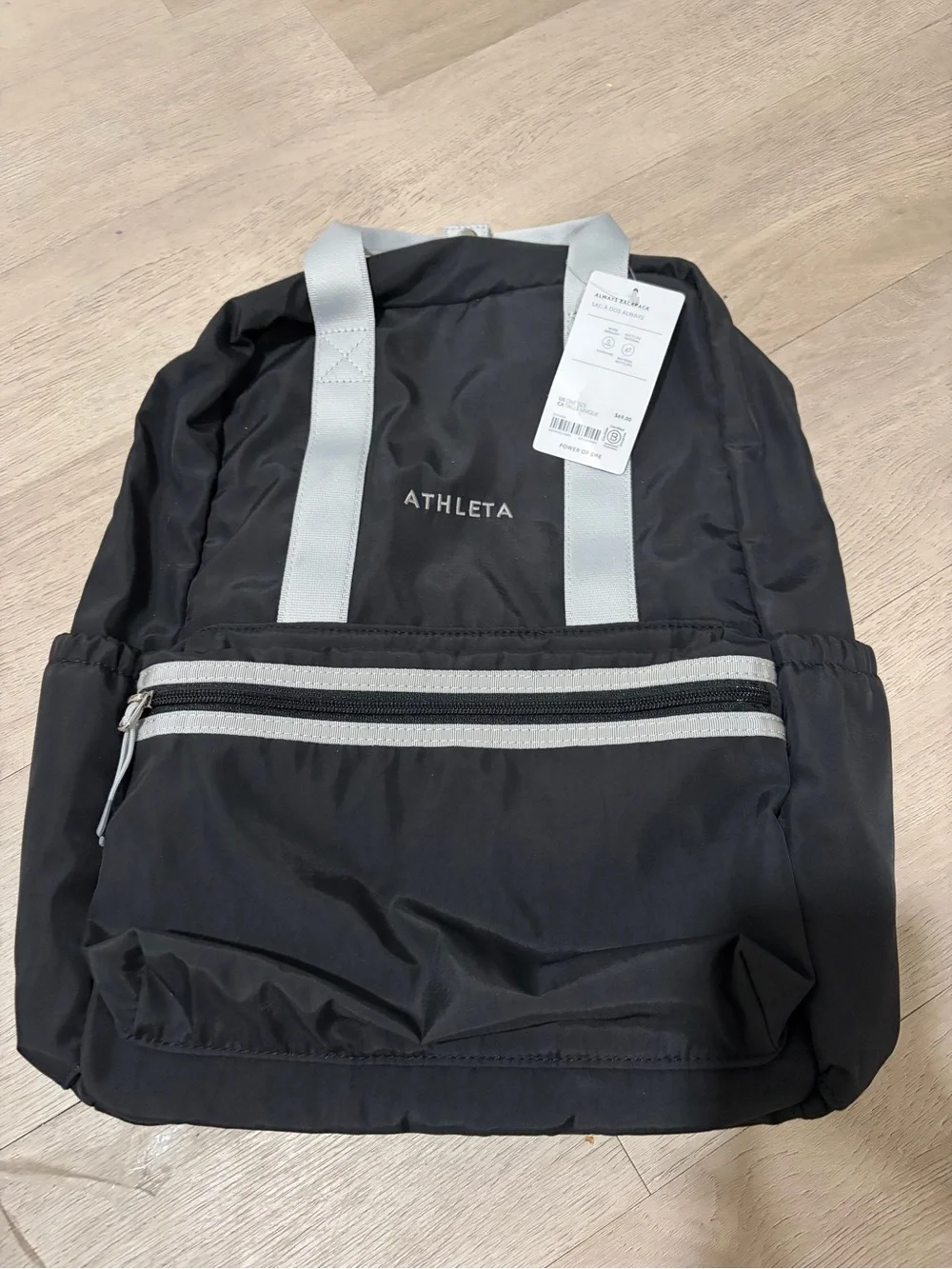 Athleta Black Backpack with Light Gray Accents